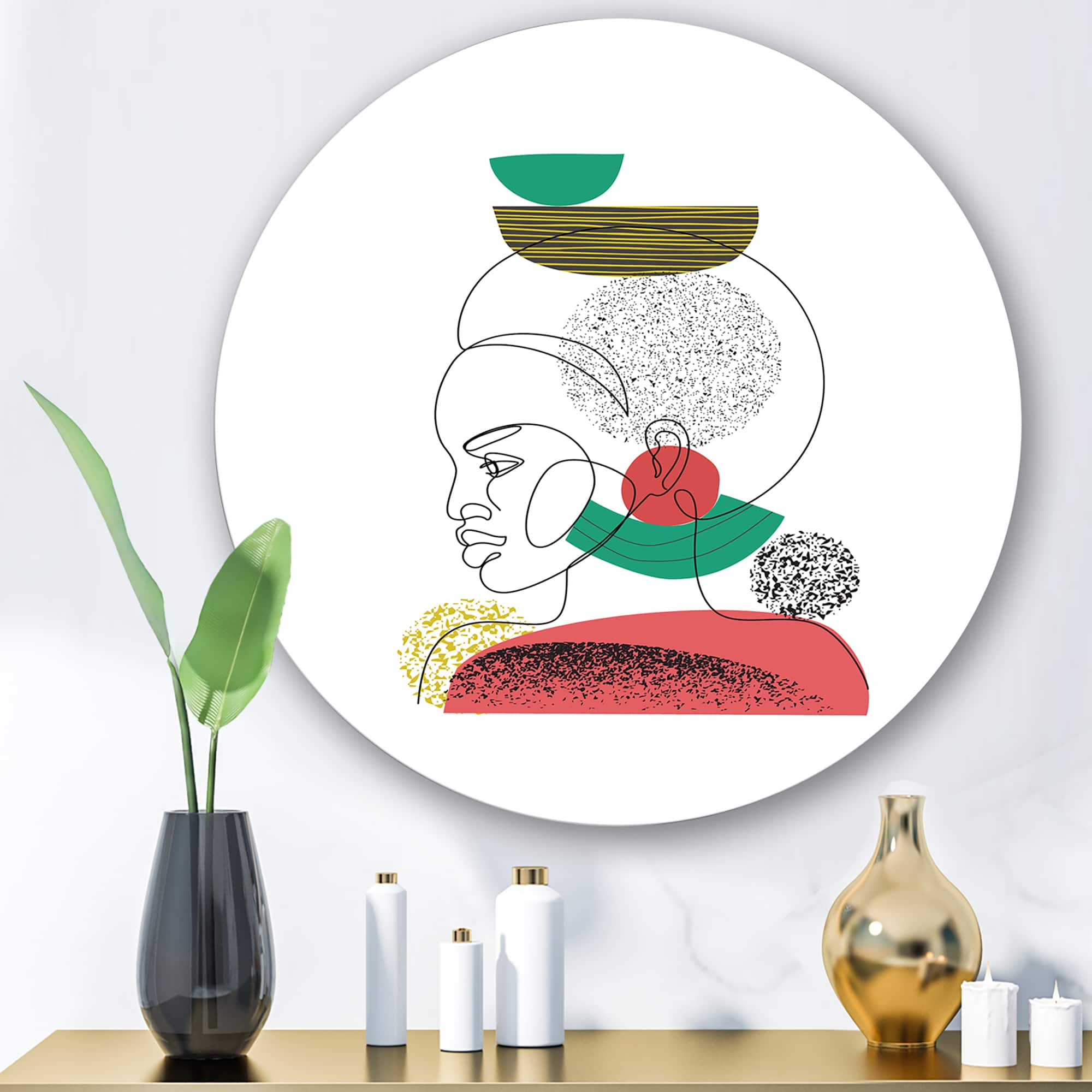 Designart - One Line Portrait of Afro American Women II